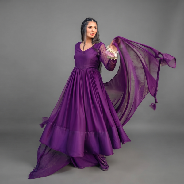 Royal Amethyst Bloom Maxi Suit