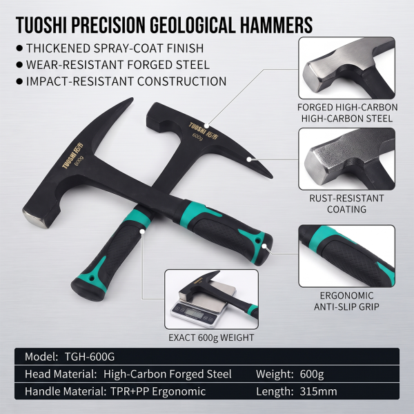 Geological Hammer, Exploration Hammer, Tool, Sheet Metal Hammer, Small Iron Hammer, Pointed Head Integrated Duckbill Hammer, Ice Breaking, Welding Slag Removal, Wall Knocking
