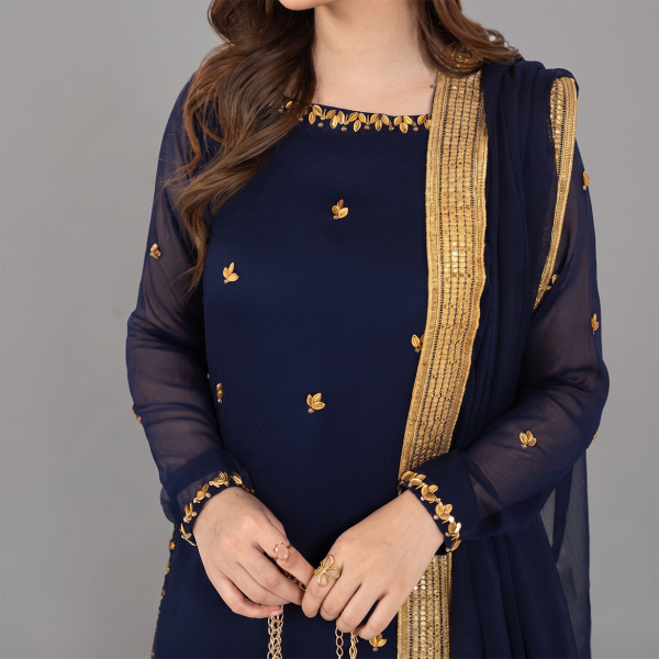 Midnight Royale Embroidered Sharara Suit
