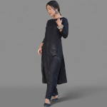 Elegant Black Solid Kurta with Matching Trousers Set