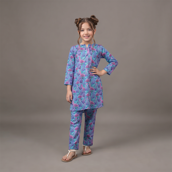 Azure Blossom Printed Kurta & Trouser