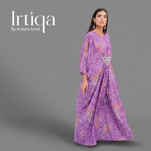 Lavender Breeze Printed Butterfly Kaftan Gown