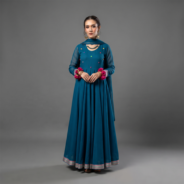Teal Blue Anarkali Suit