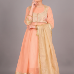 Peach Blossom Embellished Kids 3-Piece Anarkali Suit