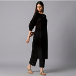 Premium Black 3-Piece Festive Suite with Monochrome Geometric Dupatta
