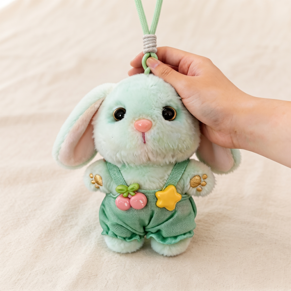 Cute Plush Toy Jelly Overalls Rabbit Doll Keychain Bag Pendant Rabbit Cute Academy Style Gift Doll