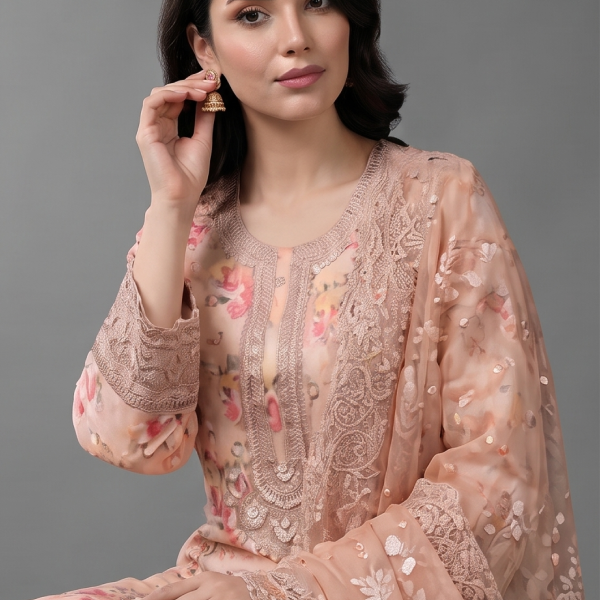 Blush Petal Embroidered Luxury 3-Piece Suit