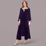 Majestic Grape Purple Velvet Tunic with Ornate Coin & Leaf Embellishments