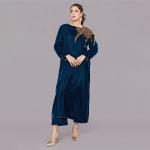 Royal Teal Velvet Tunic Set with Ornate Gold Wing Embroidery