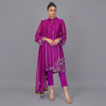 Regal Plum Floral Ensemble & Sheer Organza Accents