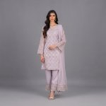 Lilac Embellished Net Kurta Suit with Dupatta