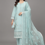 Sky Blossom Embroidered Luxury 3-Piece Suit