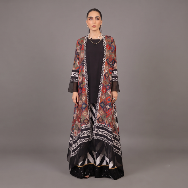 Artistic Printed Long Overlay with Co-ord Inner Set