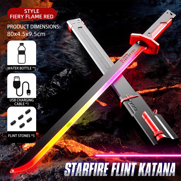 Douyin's New Fire Spinning Sword Double-Edged Telescopic Lightsaber Rotating Blade Colorful Light Cool Laser Sword Toy