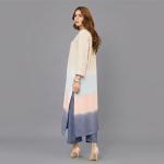 Ombré Horizon Silk Tunic with Ivory Chikankari-Style Embroidery