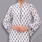 White & Black Printed Kurta Trouser Set