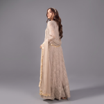 Manahil Embroidered Camel Brown 3-Piece Festive Kalidaar Set