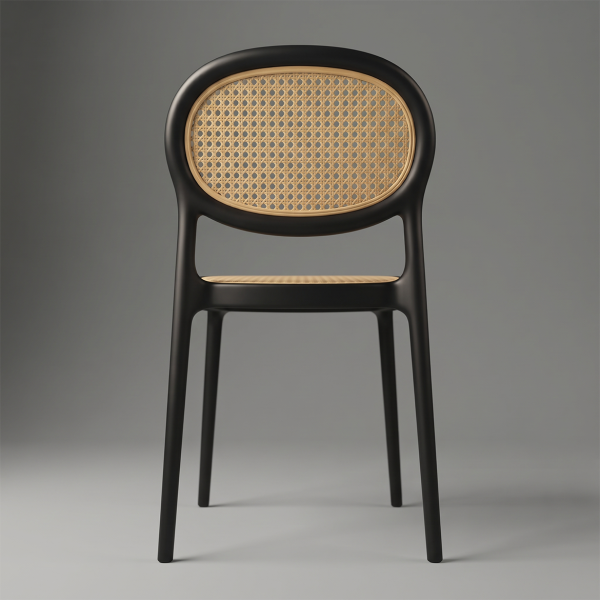 Black Cane Accent Fiber Chair