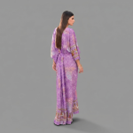 Lavender Breeze Printed Butterfly Kaftan Gown
