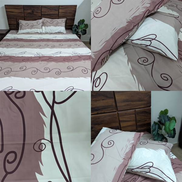Mocha Swirl Premium Cotton Double Bedsheet With Pillow Set