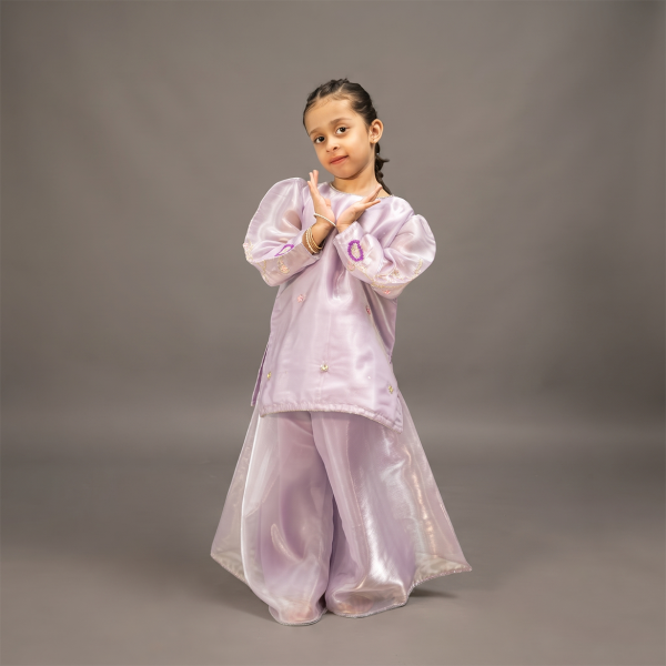 Lilac Embellished Kurta & Palazzo