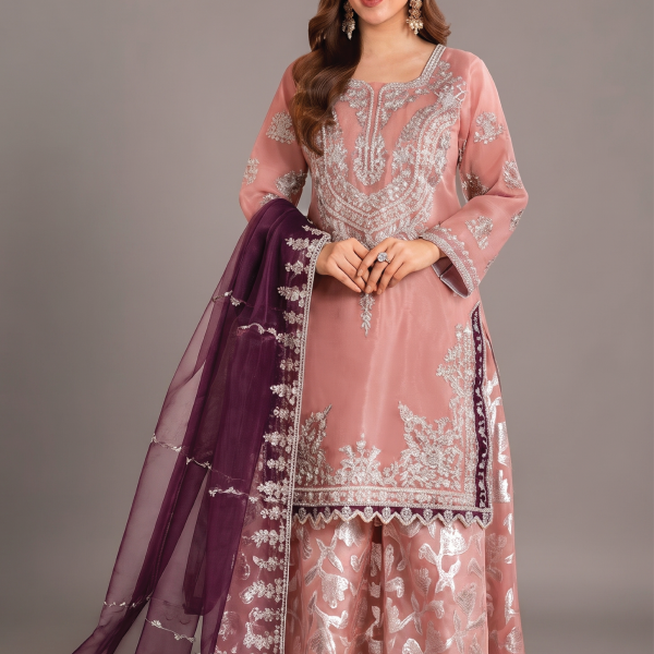 Rose Quartz Embroidered Luxury 3-Piece Suit