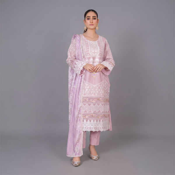 Blush Noor Embroidered 3-Piece Luxury Suit