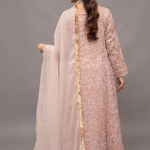 Baby Pink Embroidered Anarkali with Chiffon Dupatta