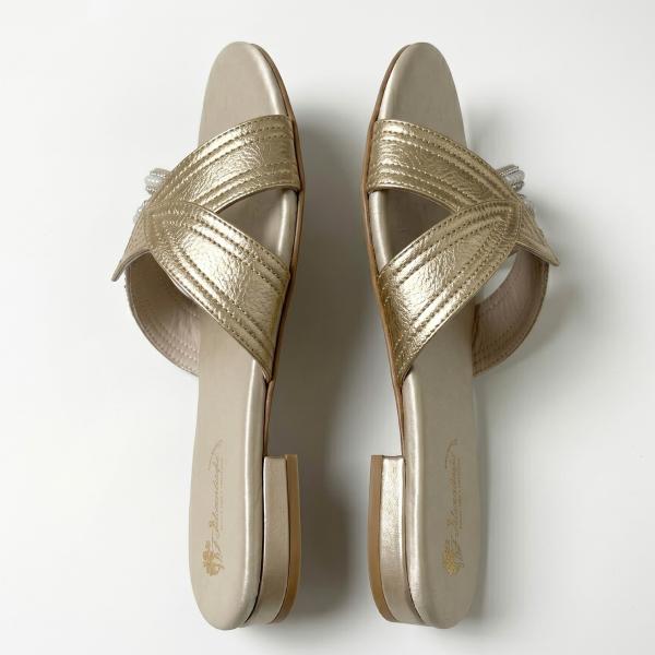 Gilded Pearl & Diamanté Flat Slides