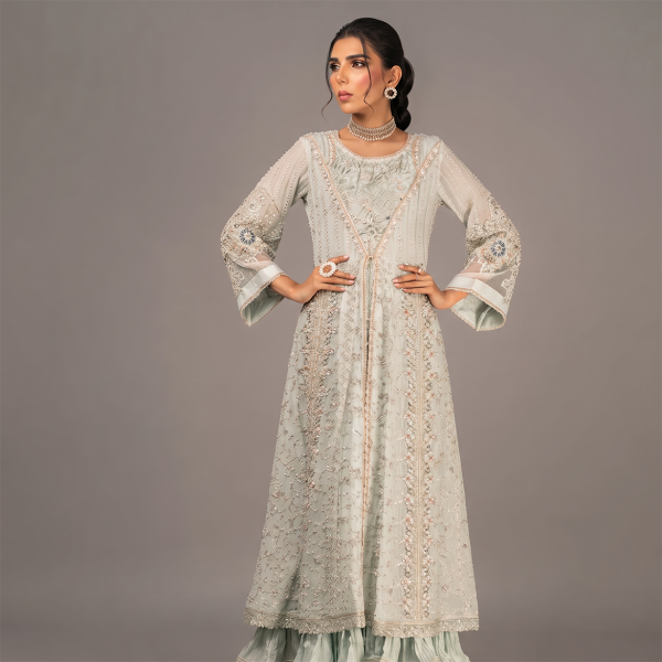 Mint Green Embellished Long frock