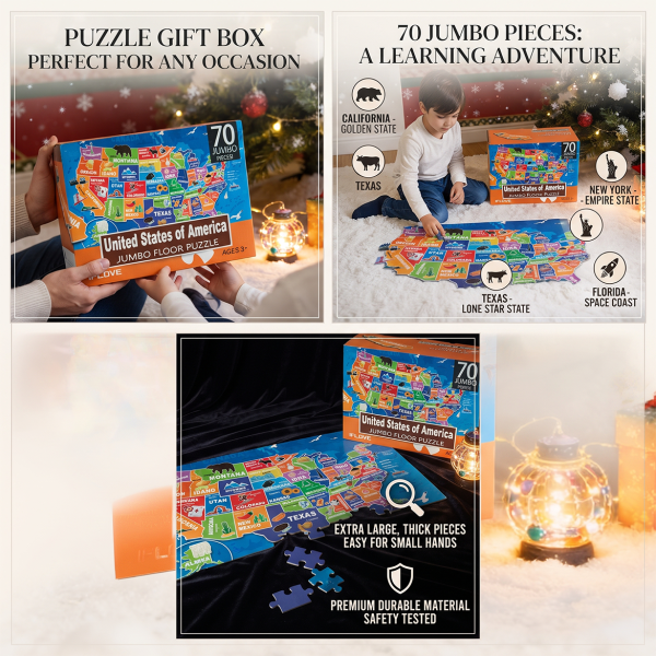 48-Piece National and World Map Puzzle for Intellectual Development, Hands-On Ability Puzzle Toy for 3-4-5-Year-Old Babies