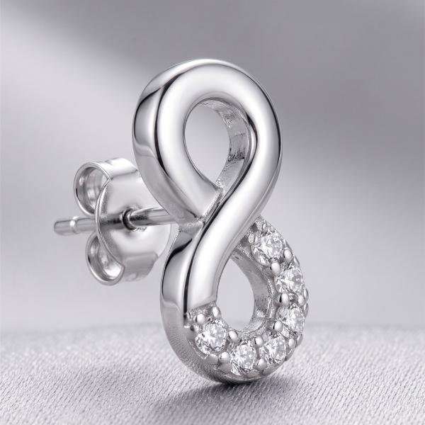 Orenoor Silver Infinity Diamond Earrings