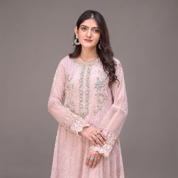 Rose Petal Embroidered Luxury Anarkali