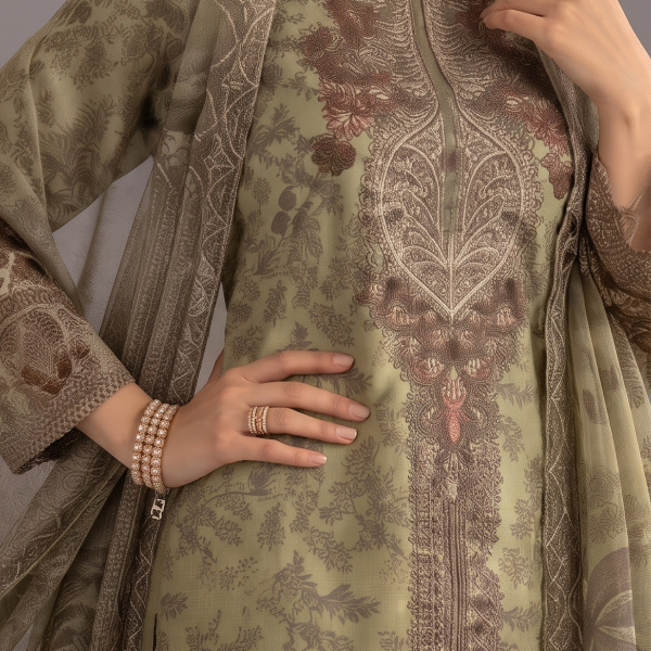 Olive Royale Luxury Printed Lawn 3-Piece Suit