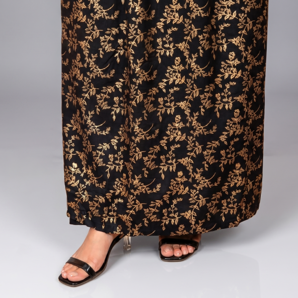 Mint Green Botanical Printed Kurta with Contrast Border Details