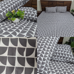 Geo Arc Grey Premium Cotton Double Bedsheet With Pillow Set