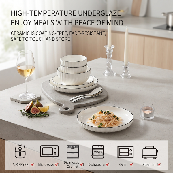 Underglaze Color Nordic Black Moon Non-slip Household Ceramic Tableware Set Fish Plate Free Combination Gift