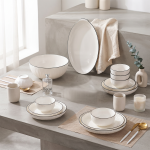 Underglaze Color Nordic Black Moon Non-slip Household Ceramic Tableware Set Fish Plate Free Combination Gift
