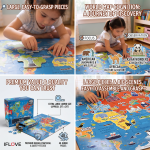 48-Piece National and World Map Puzzle for Intellectual Development, Hands-On Ability Puzzle Toy for 3-4-5-Year-Old Babies
