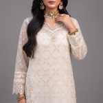 Ivory Embellished Organza Kurta with Pants