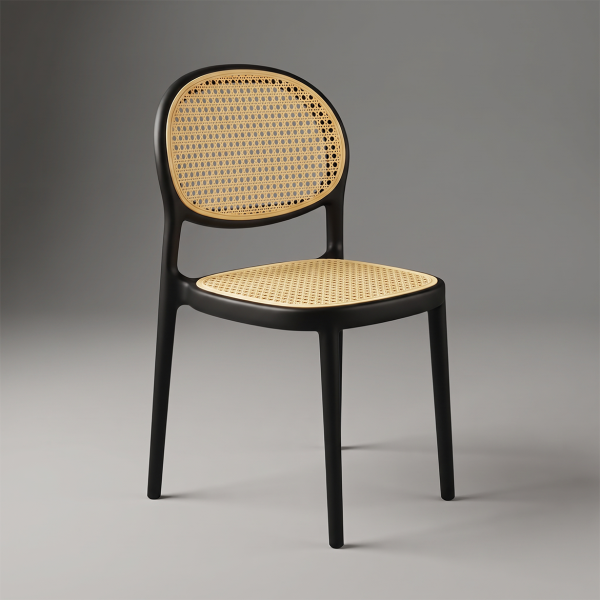 Black Cane Accent Fiber Chair