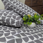 Geo Arc Grey Premium Cotton Double Bedsheet With Pillow Set