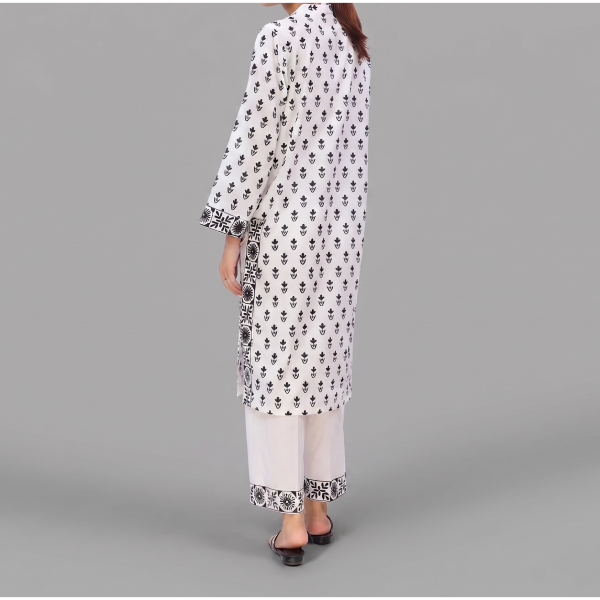 White & Black Printed Kurta Trouser Set