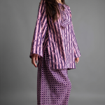 Purple & Pink Striped Cotton Suit