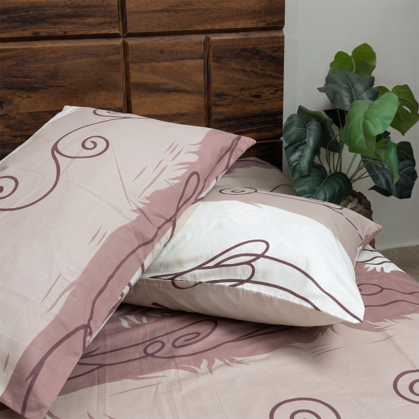 Mocha Swirl Premium Cotton Double Bedsheet With Pillow Set