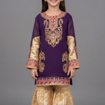Royal Amethyst Embroidered Gharara Set for Girls