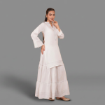 Pristine White 2-Piece Sharara Set with Delicate Silver Gota Details