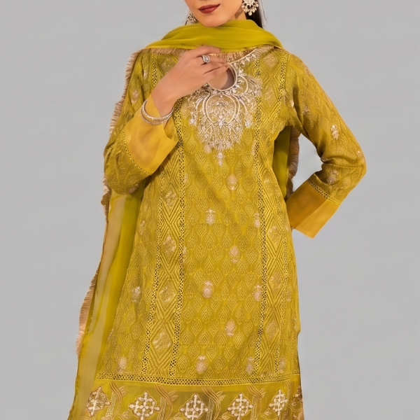 Olive Green Minimalist Embroidered Co-ord Set