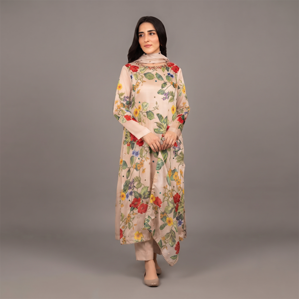 Floral Embroidered Tunic and Dupatta Set