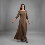 Mocha Elegance Satin Maxi Dress